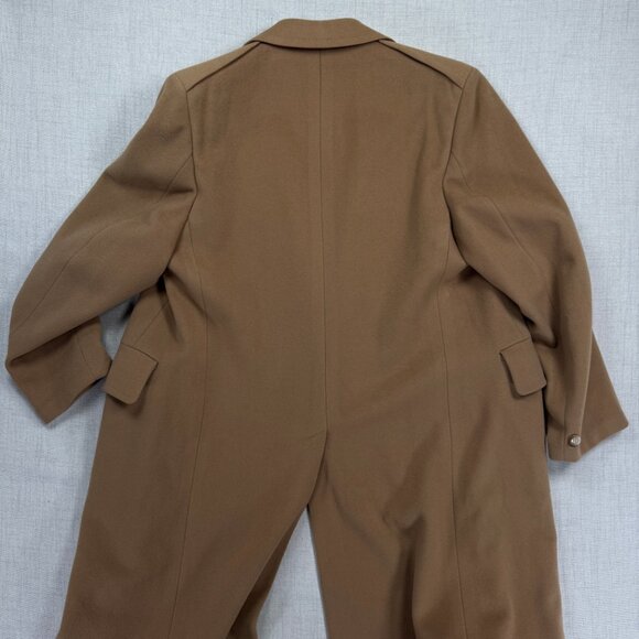 VTG Overcoat Tan Wool Double Breasted Red Satin Lined Coat Mitchell Daroff - Picture 6 of 16